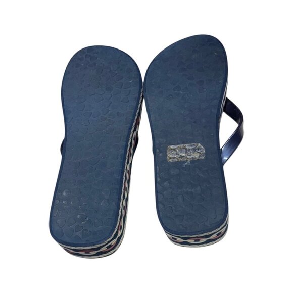 Brighton Wedge Medallion Red White Blue Flip Flop Thong Sandal Size 10 - Picture 9 of 10